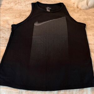 Nike Black Tank Top with Vertical Stripe Swoosh